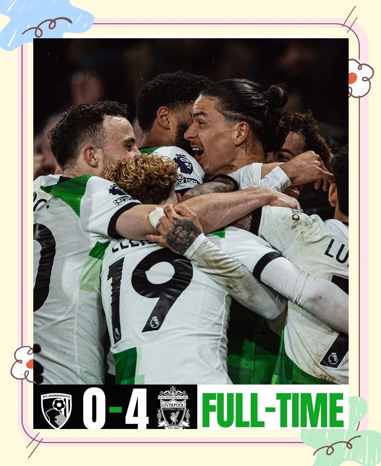 利物浦逆转获胜，伯恩茅斯难逃悲惨的简单介绍